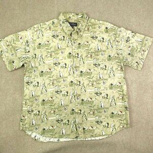 Bit‎ & Bridle Short Sleeve Shirt Mens 2XL Fishing Design Lures Reels Beige